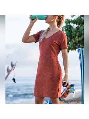 🧡🧡Title Nine Shashiko Deep Pocket Rust Tan Athletic SS Knit Dress Size XS🧡🧡